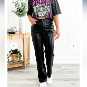 NWT Judy Blue High Rise Black Tummy Control Faux Leather Pants